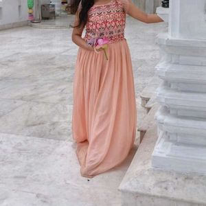 Elegant Peach Ethnic Gown