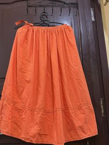 Vibrant Orange Ethnic Skirt