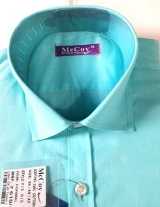 Men Formal Shirt Sky Blue Solid Color Offices Wear