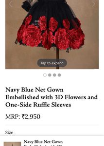SALE!!!!Stunning Navy Blue  frock with Red Roses