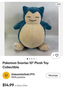 Rare Snorlax Plush Pokemon Nintendo Orignal
