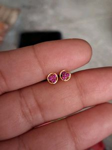 Gold &amp; Ruby Stud Earrings