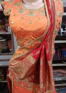 Designer Orange Embroidered Lehenga Choli