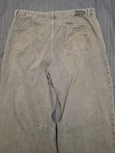 Grey Wide Leg Denim Jeans