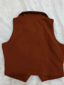 Chic Brown Cropped Vest