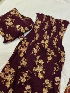 Floral Smocked Maxi Dress with shrug