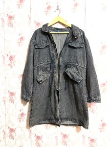 Urban Edge carbon black Denim Trench Coat