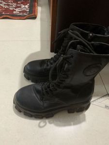 Black Lace-Up Combat Boots