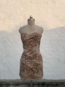 Leopard Print Strapless Dress