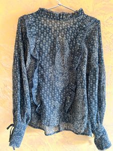 Boho Print Sheer Blouse