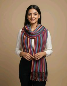 Colorful Striped Scarf with Tassels