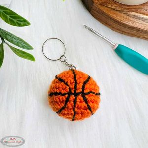 Handmade Crochet Basketball Keychain