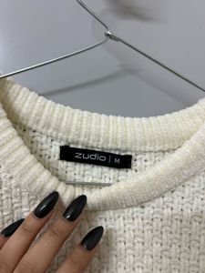 White Crop Knit Top (M)