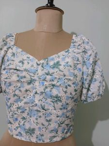 Floral Smocked Crop Top with Tie