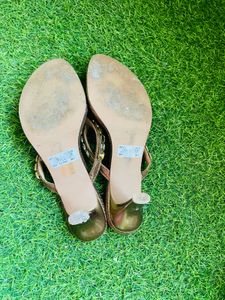 Embellished Gold Flat Sandals