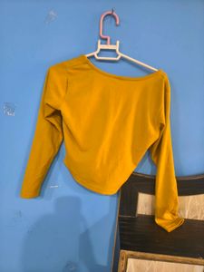 Mustard Yellow Long Sleeve Crop Top