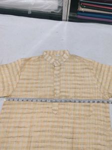 Men's Yellow Checkered Kurta