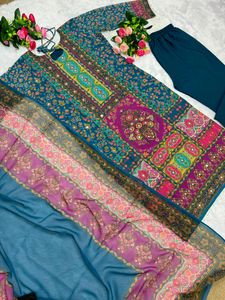 REAL MIRROR &amp; DIAMOND HANDWORK KURTI SET