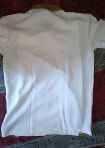 Men's Cream Zip Polo T-Shirt