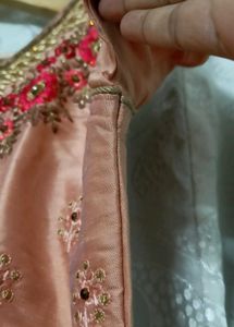 Elegant Peach Embroidered Ethnic Gown