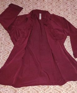 Maroon Satin Button-Up Shirt