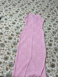 Pretty Pink Pleated Long Dress