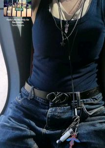 Navy Ribbed Tank Top