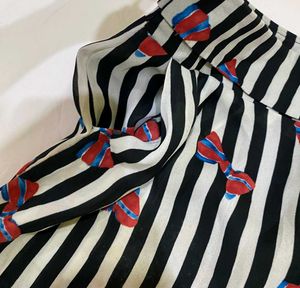 any 5 200 Striped Shorts with Bow Print