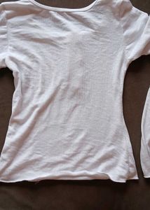 Ribbed Long Sleeve White Top