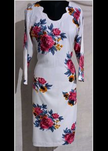 White Floral Print Kurta Set with Dupatta