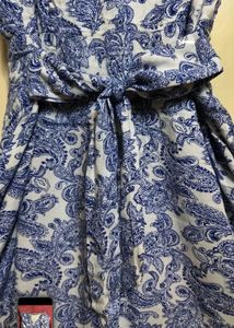 Boho Blue &amp; White Print Wrap Top