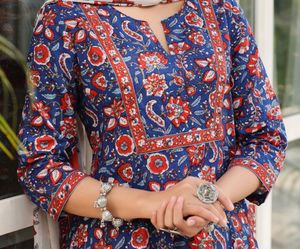 Beautiful Blue Floral Print only  Kurta