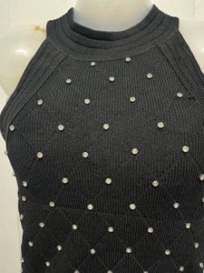 Sparkly Black Halter Neck Top