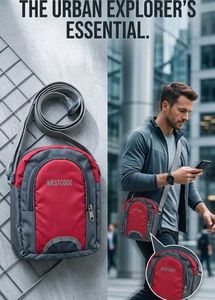 The WESTCODE red and gray - 3 Pocket Sling bag