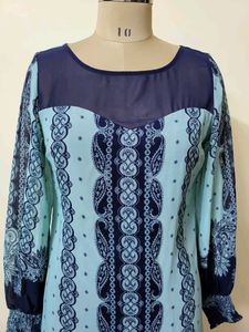 Blue Paisley Sheer Dress