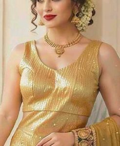 Sparkling Gold Sequin Saree Blouse