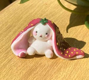 Cute Strawberry Bunny Figurine