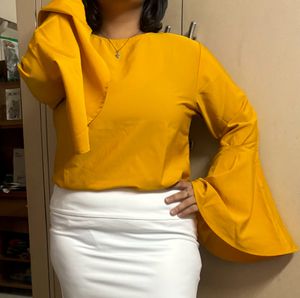 Mustard Yellow Solid Women’s Top