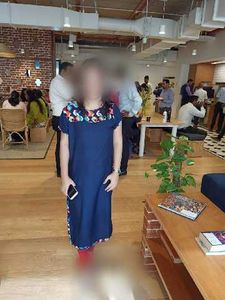 Stylish Blue Kurti with Geometric Detail