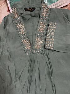 Elegant Beaded Neckline Kurta