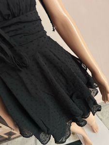 Black Swiss Dot Mini Dress