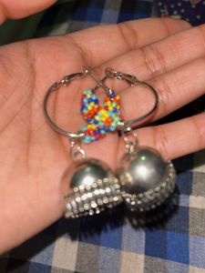 Beaded Hoop Jhumka Earrings light weight