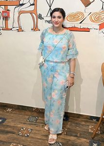 Blue Floral Off-Shoulder Co-ord Set