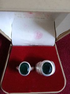 pure silver couple Emerald Rings Set