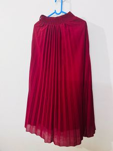 Flowy Red Pleated Maxi Skirt