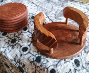 For Festive Carved Wooden Coaster