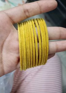 Set of Yellow Velvet Bangles