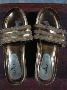 brown shining slipers
