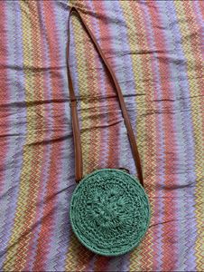Round Woven Crossbody Bag