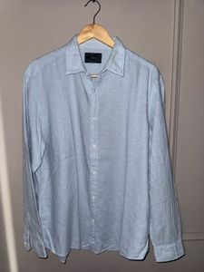 Light Blue Linen Mens Shirt